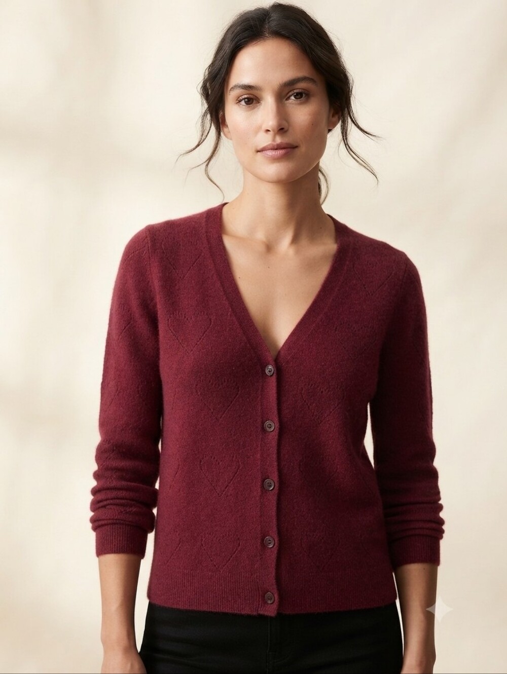 SPLENDID Burgundy Cropped Cardigan Sweater - Tagged XL Fit M/L